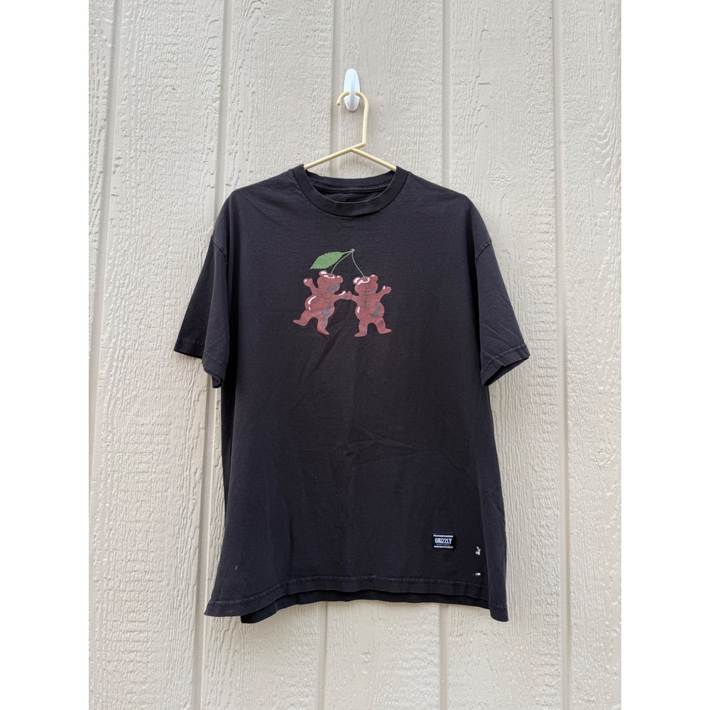 Grizzly Griptape XL T-Shirt Skate Streetwear Cotton Cherry Bear Graphic Black